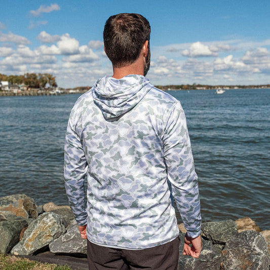 Coastal Camo Men's Performance Hoodie - Wetlands