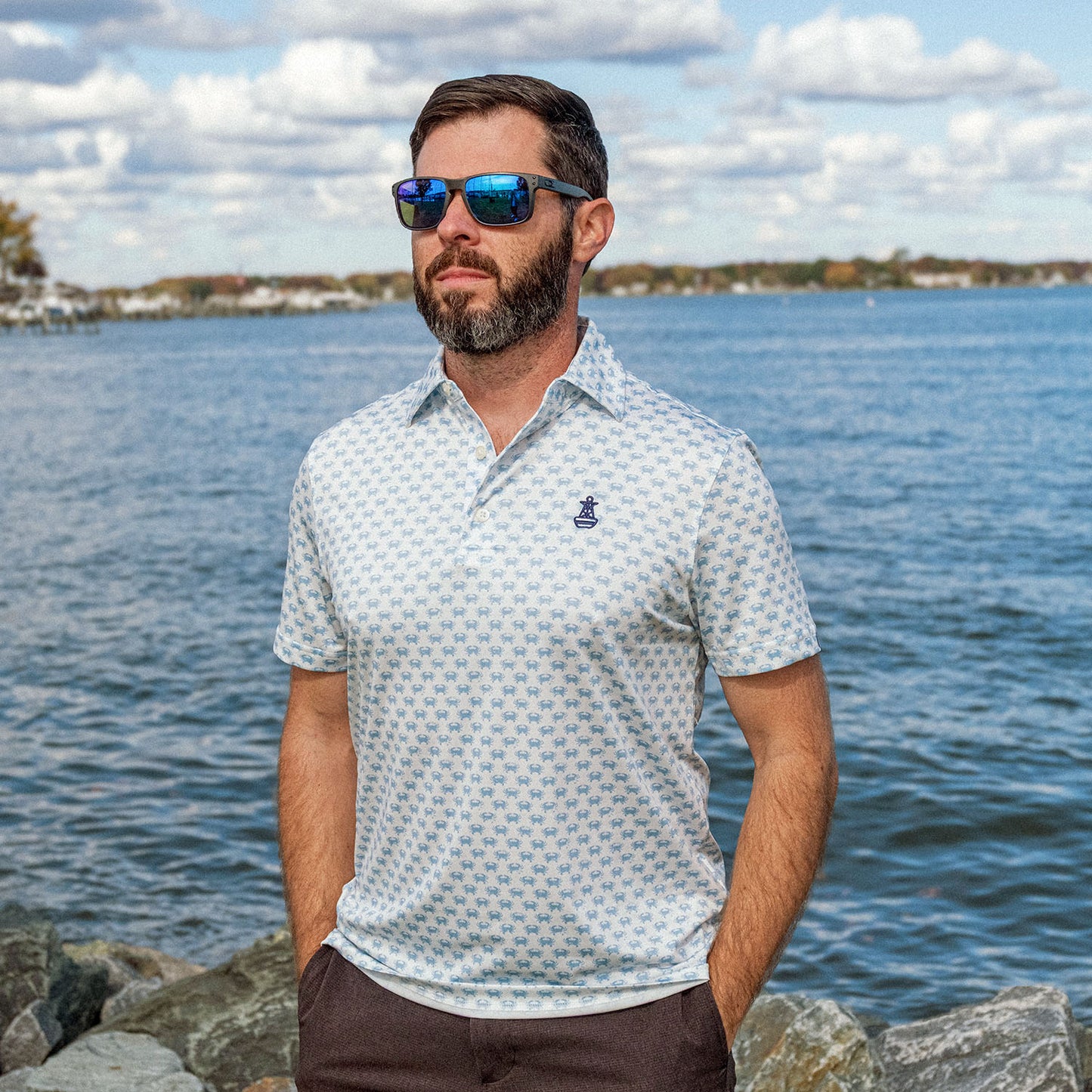 Maryland Catch Men's Performance Polo Shirt - Bay Blue